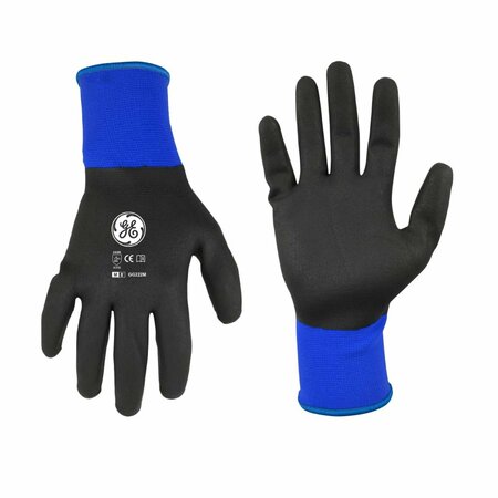 GE Foam Nitrile Black/Blue Dipped Gloves, 1Pair, M GG222MC